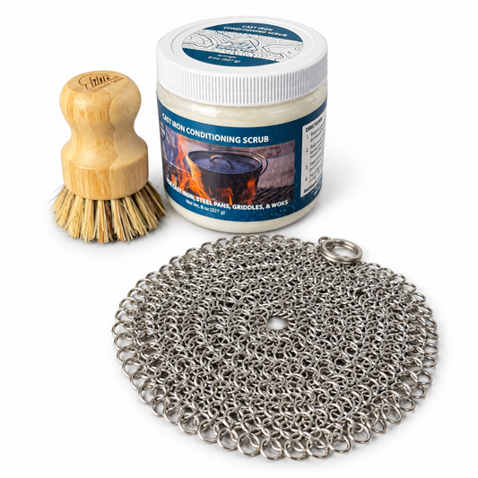 Kit de Cuidado para Hierro Fundido: Juego de Limpieza y Acondicionamiento de 3 Piezas